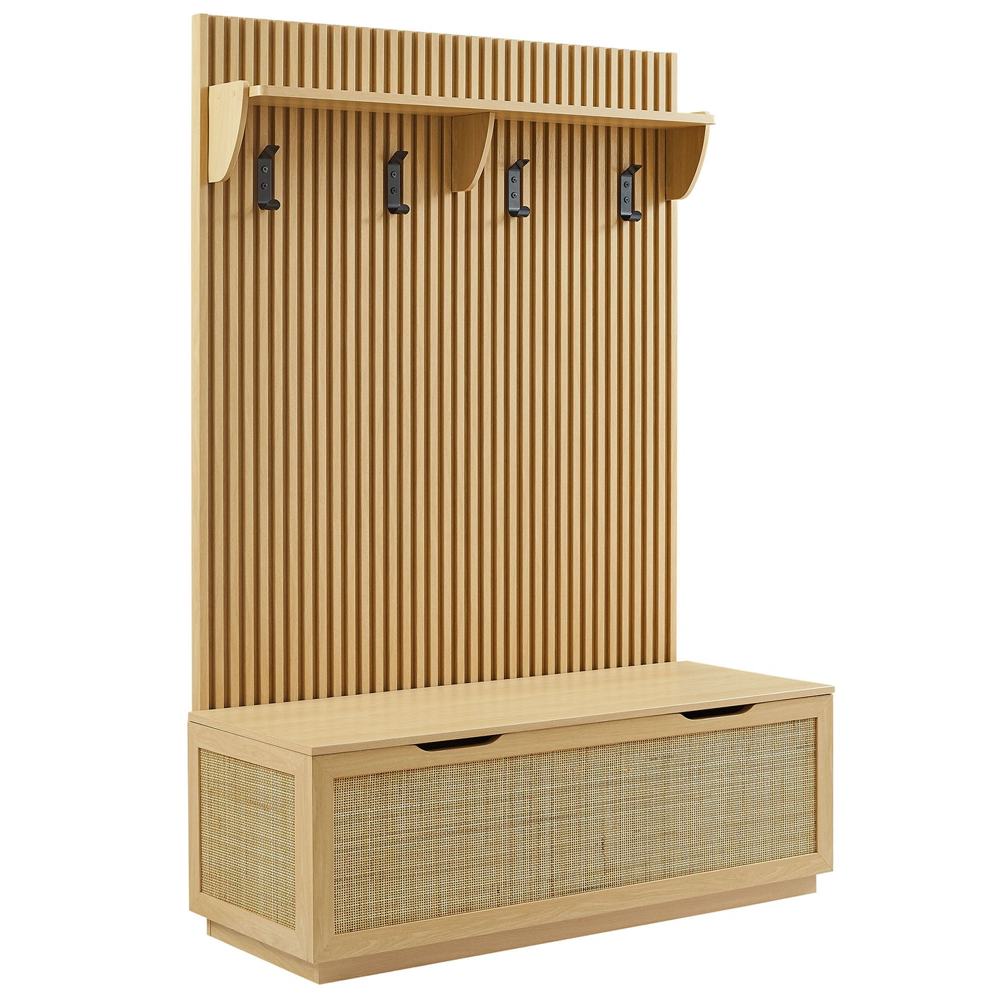 Soma Fluted 3-in-1 Hall Tree With Storage Bench and Coat Rack by Furniture for America