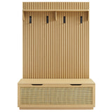 Wren Fluted 3-in-1 Hall Tree With Storage Bench and Coat Rack in Light Oak