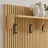Wren Fluted 3-in-1 Hall Tree With Storage Bench and Coat Rack in Light Oak