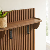 Wren Fluted 3-in-1 Hall Tree With Storage Bench and Coat Rack in Walnut