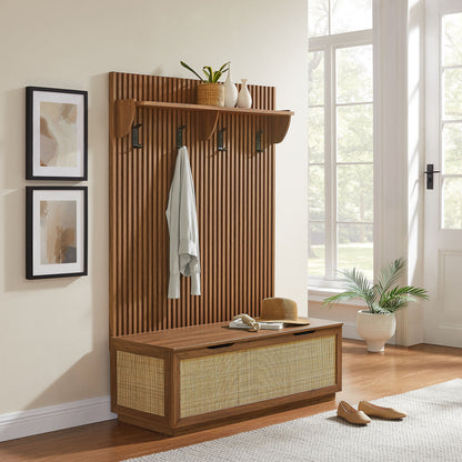 Soma Fluted 3-in-1 Hall Tree With Storage Bench and Coat Rack by Furniture for America