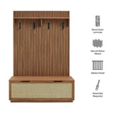 Wren Fluted 3-in-1 Hall Tree With Storage Bench and Coat Rack in Walnut