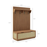Wren Fluted 3-in-1 Hall Tree With Storage Bench and Coat Rack in Walnut