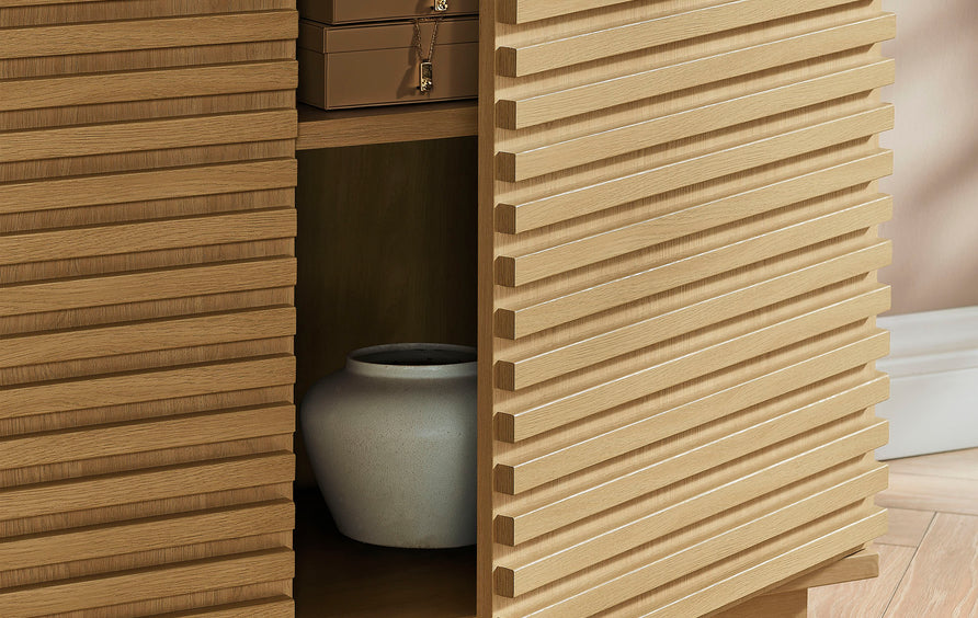 Vera 2-Door Fluted Accent Cabinet in Oak