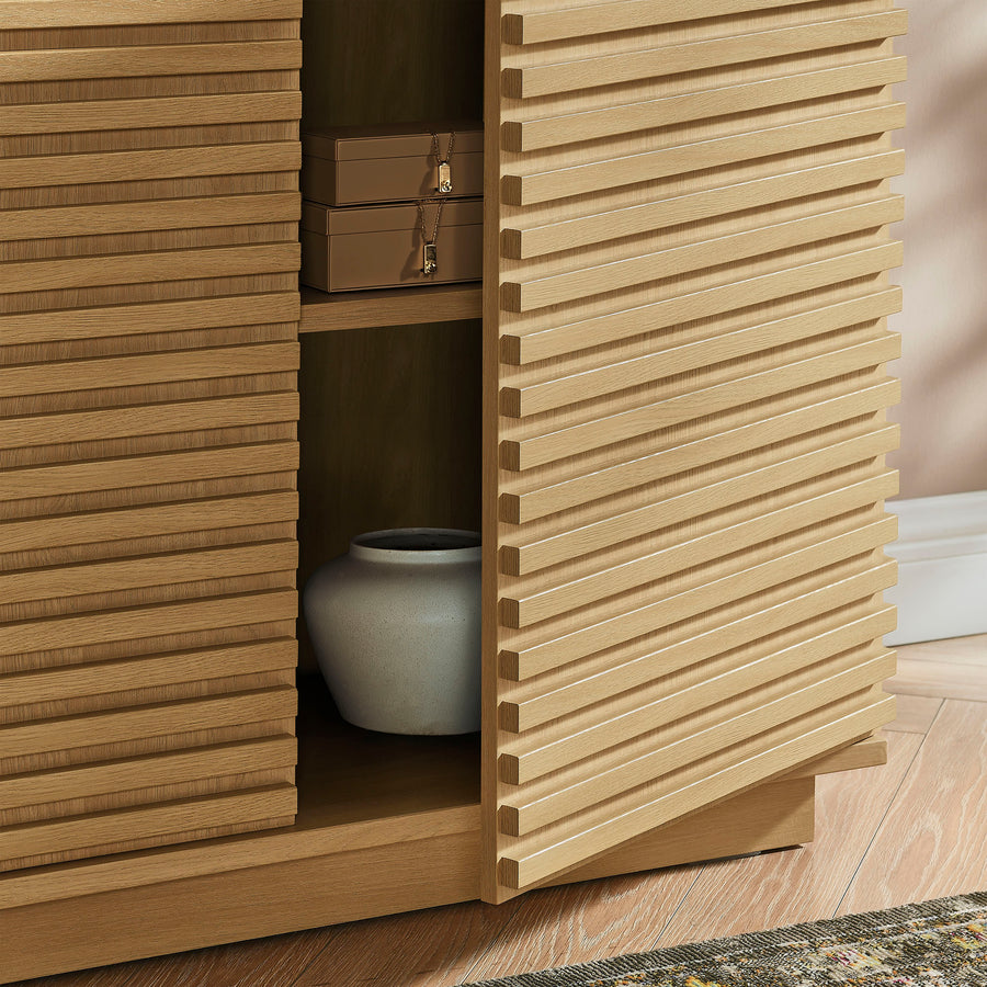 Vera 2-Door Fluted Accent Cabinet in Oak
