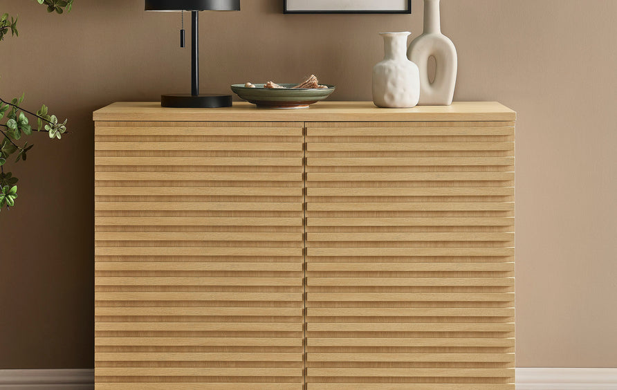 Vera 2-Door Fluted Accent Cabinet in Oak