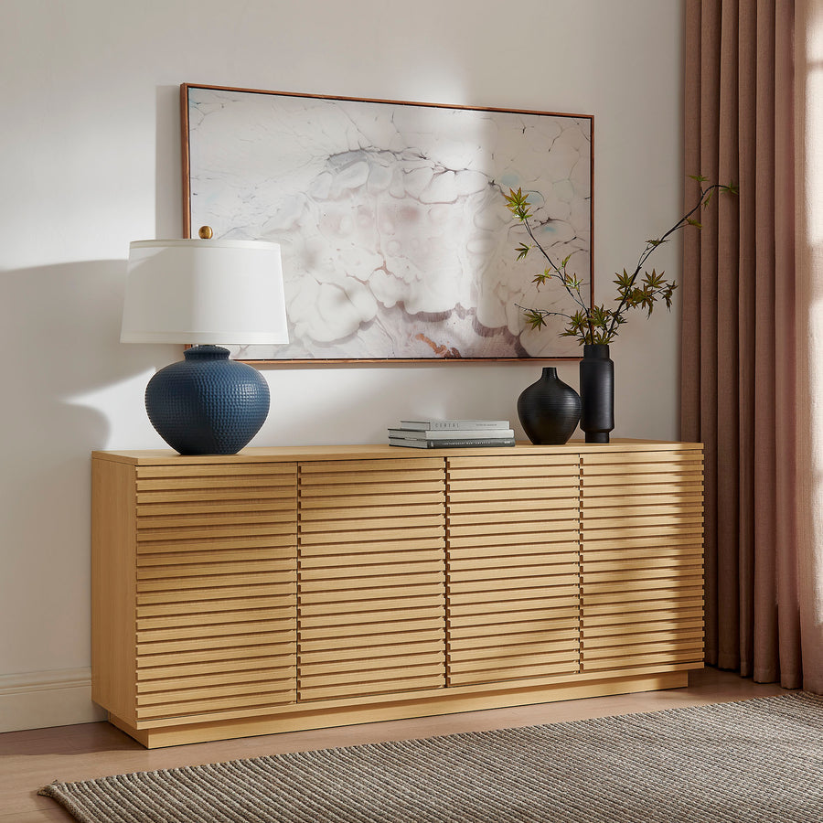 Vera 4-Door Fluted Sideboard Cabinet TV Stand in Oak