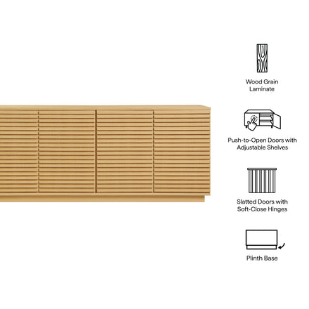 Render 4-Door Fluted Sideboard Cabinet TV Stand in Oak
