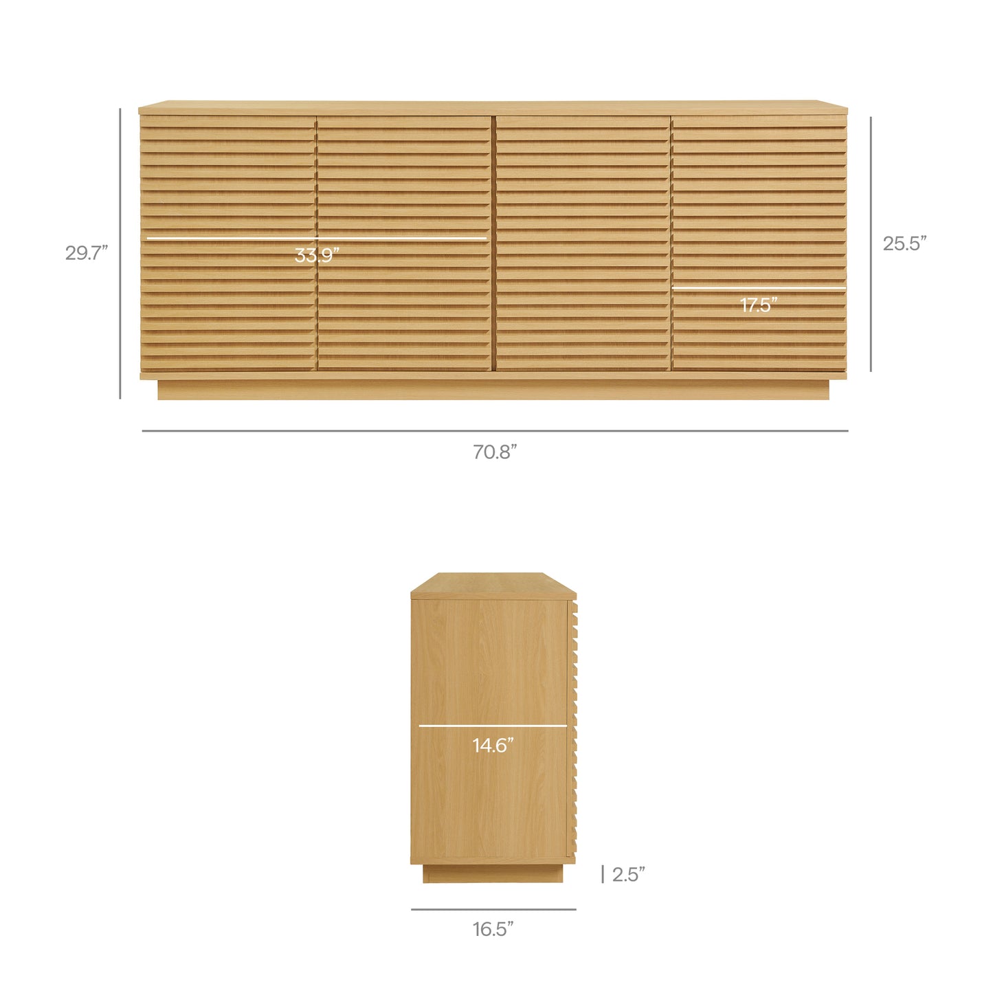 Render 4-Door Fluted Sideboard Cabinet TV Stand by Furniture for America