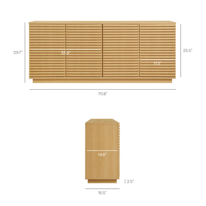 Render 4-Door Fluted Sideboard Cabinet TV Stand by Furniture for America