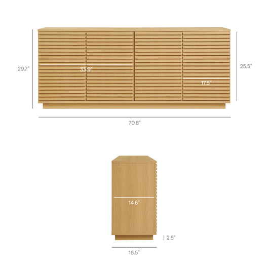 Render 4-Door Fluted Sideboard Cabinet TV Stand by Furniture for America