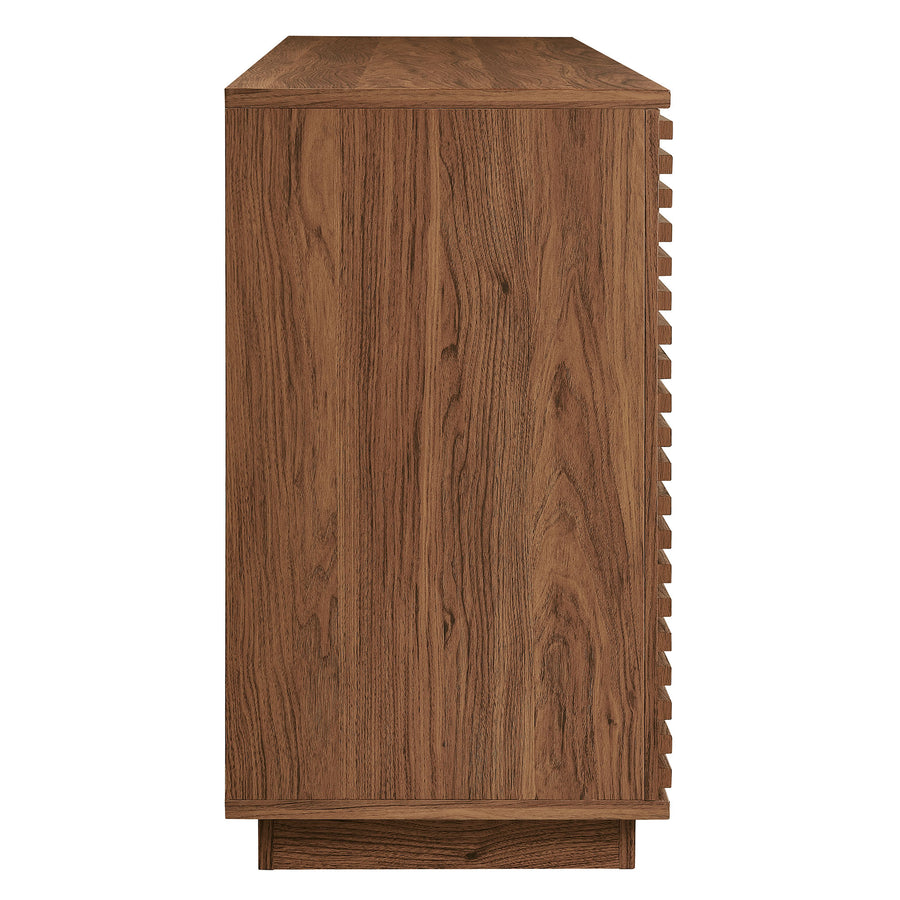 Vera 4-Door Fluted Sideboard Cabinet TV Stand in Walnut