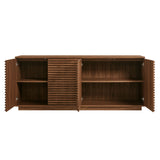 Vera 4-Door Fluted Sideboard Cabinet TV Stand in Walnut