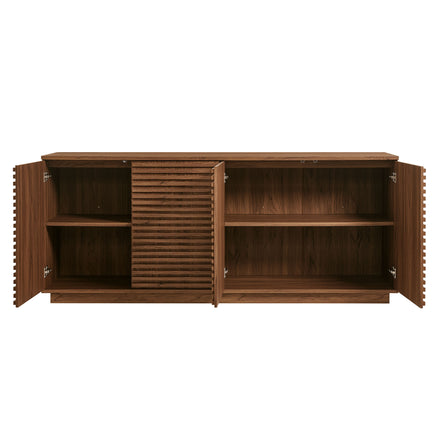 Render 4-Door Fluted Sideboard Cabinet TV Stand in Walnut