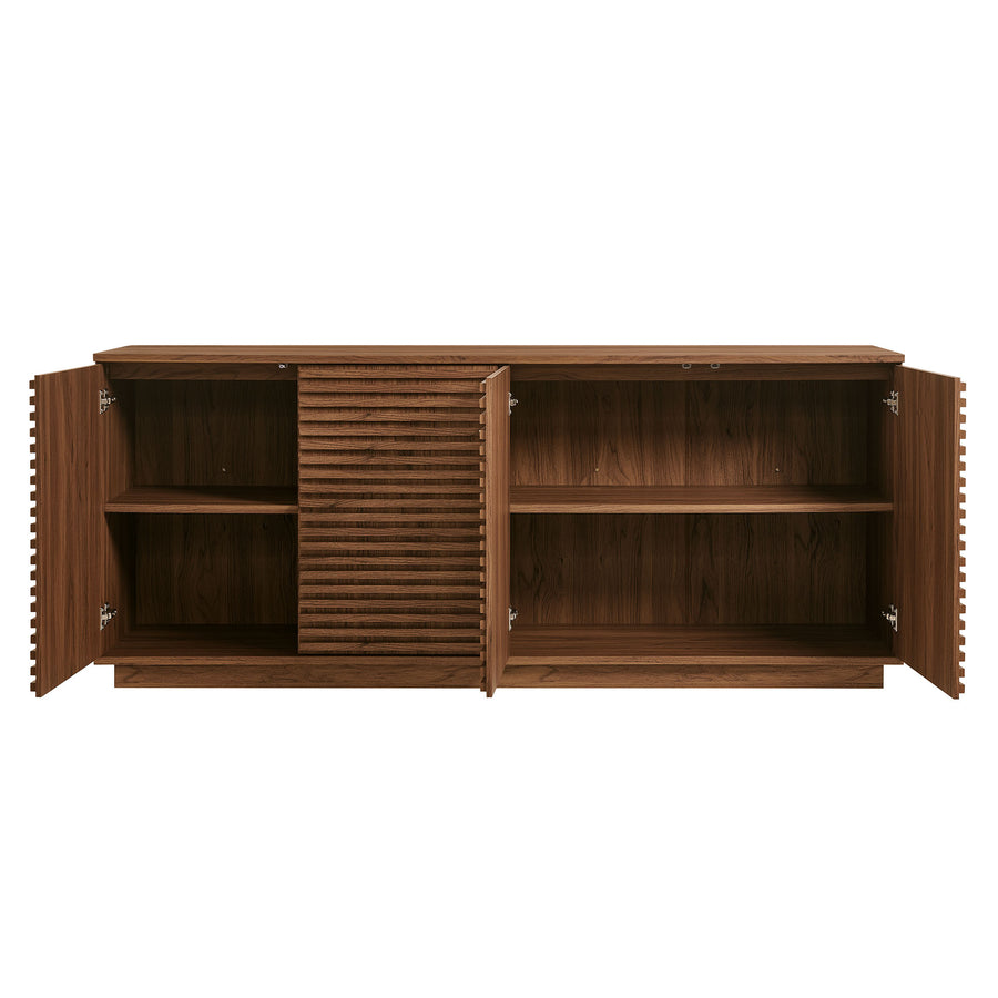 Vera 4-Door Fluted Sideboard Cabinet TV Stand in Walnut