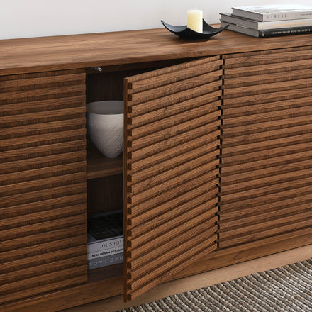 Render 4-Door Fluted Sideboard Cabinet TV Stand in Walnut
