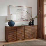 Vera 4-Door Fluted Sideboard Cabinet TV Stand in Walnut