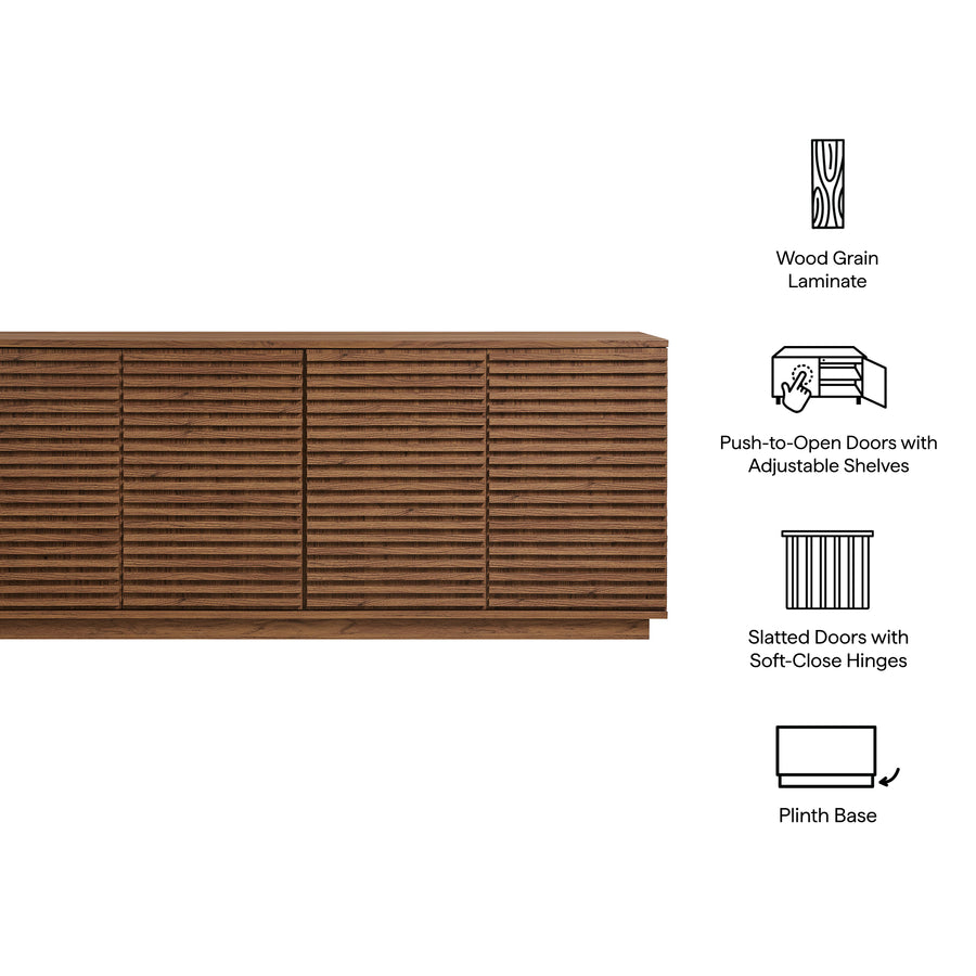 Vera 4-Door Fluted Sideboard Cabinet TV Stand in Walnut