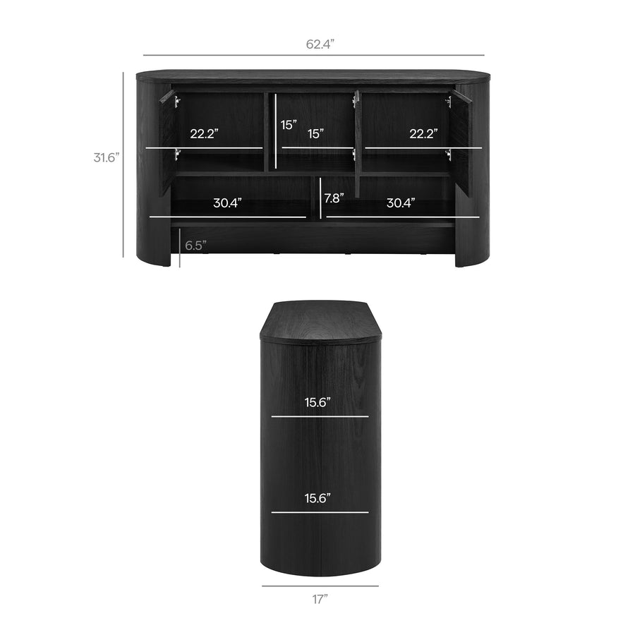 Laurel 62 Inch Oval Sideboard in Black