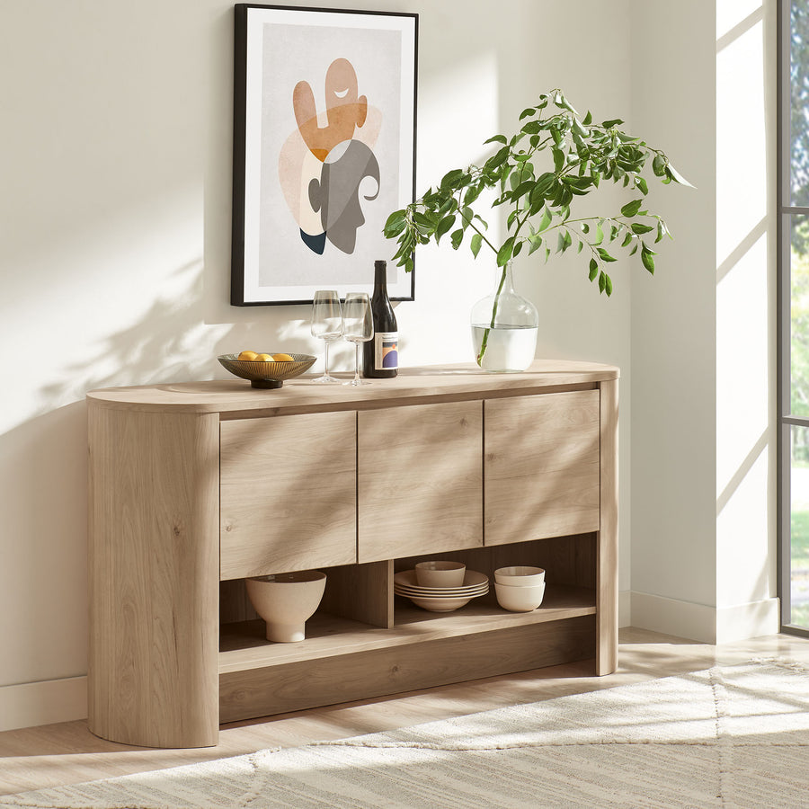 Laurel 62 Inch Oval Sideboard in Light Oak