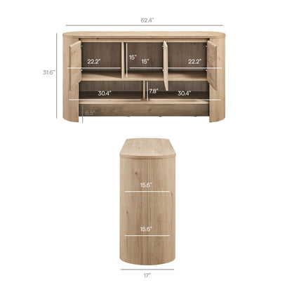 Duval 62 Inch Oval Sideboard by Furniture for America