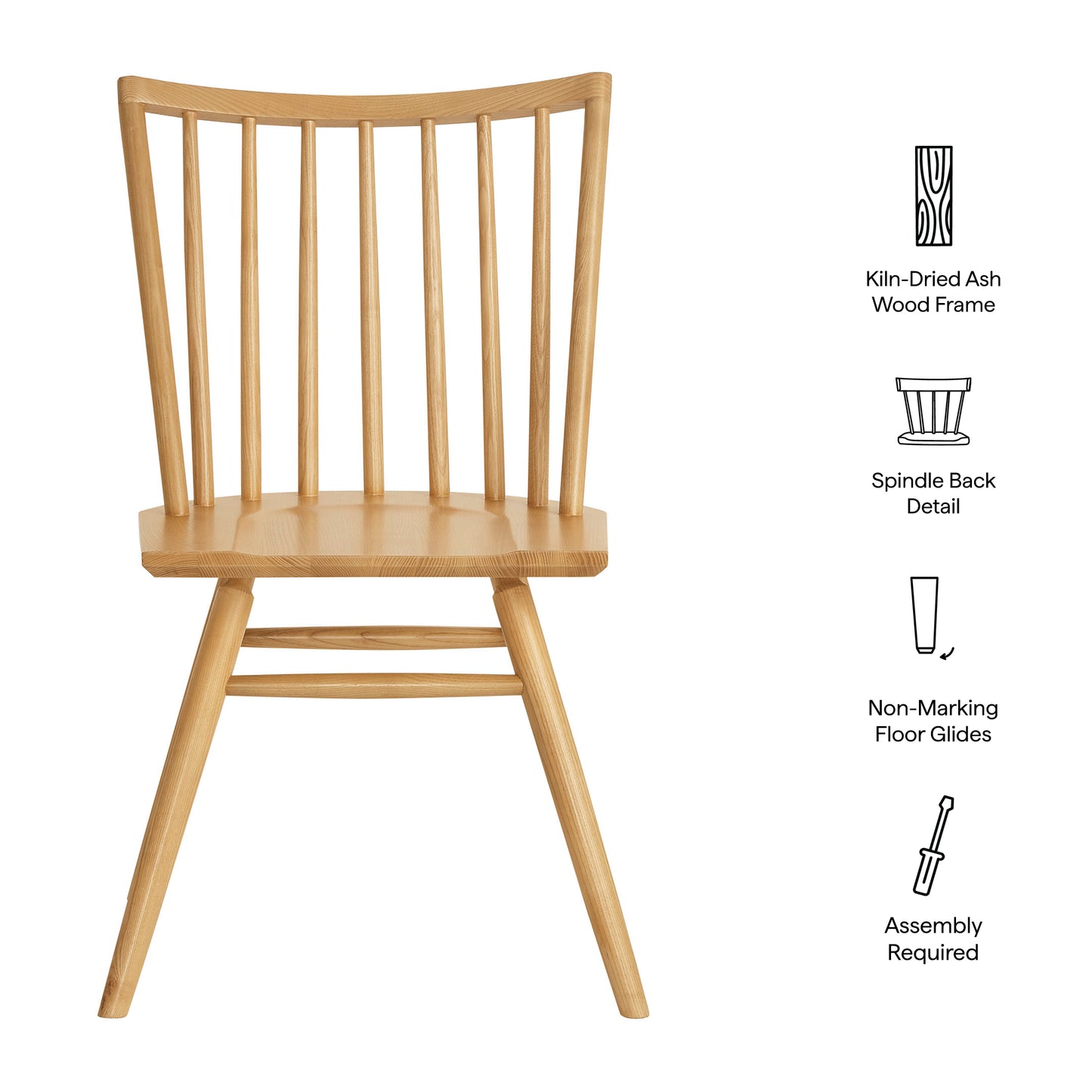 Wynne Spindle Back Dining Side Chairs Set of 2 in Ash