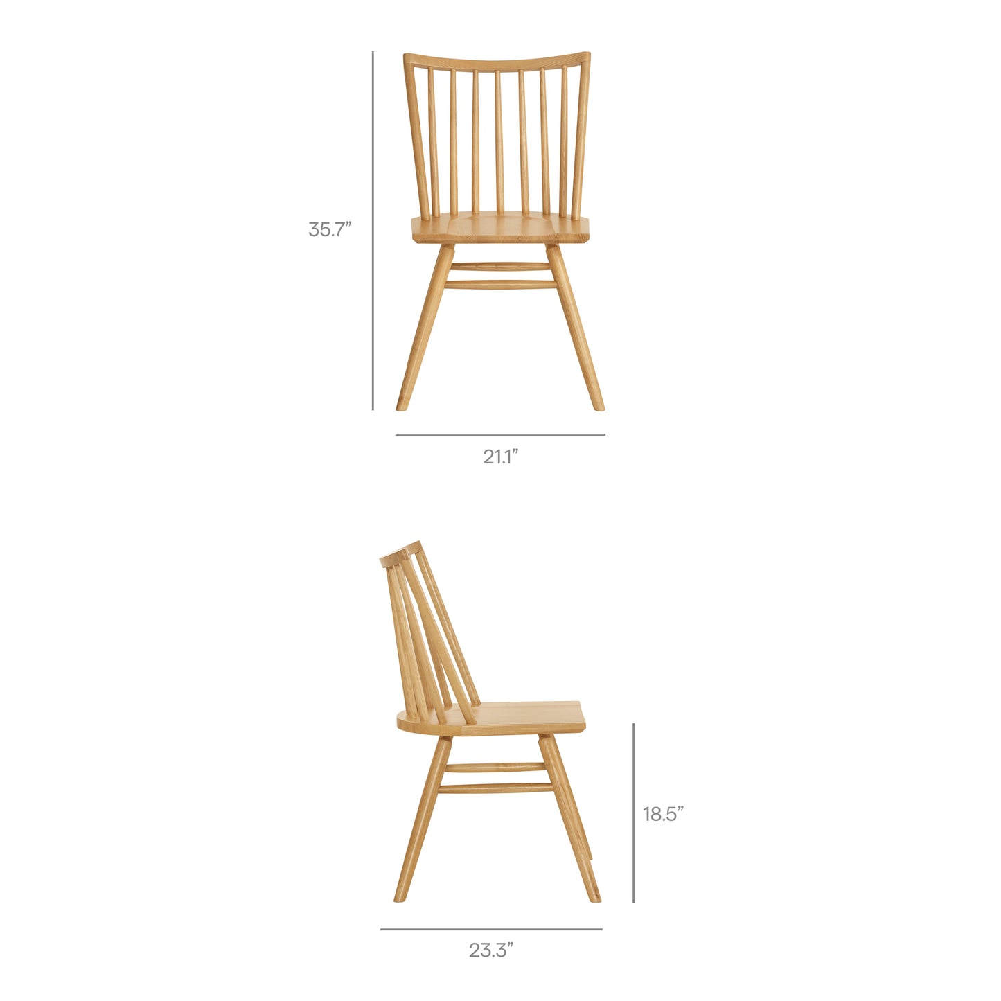 Wynne Spindle Back Dining Side Chairs Set of 2 in Ash