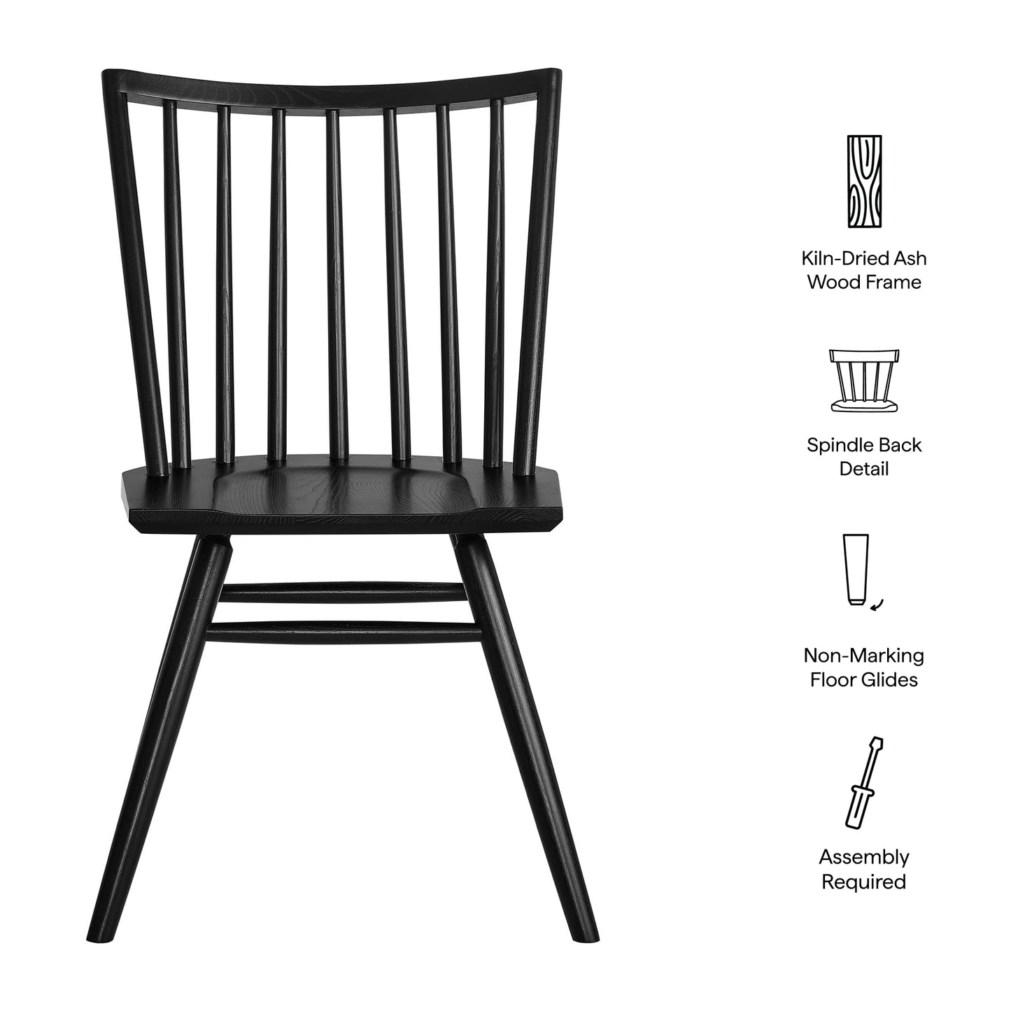 Wynne Spindle Back Dining Side Chairs Set of 2 in Black