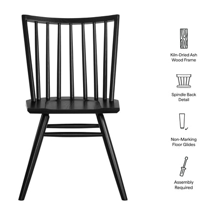 Alvar Spindle Back Dining Side Chairs Set of 2 in Black