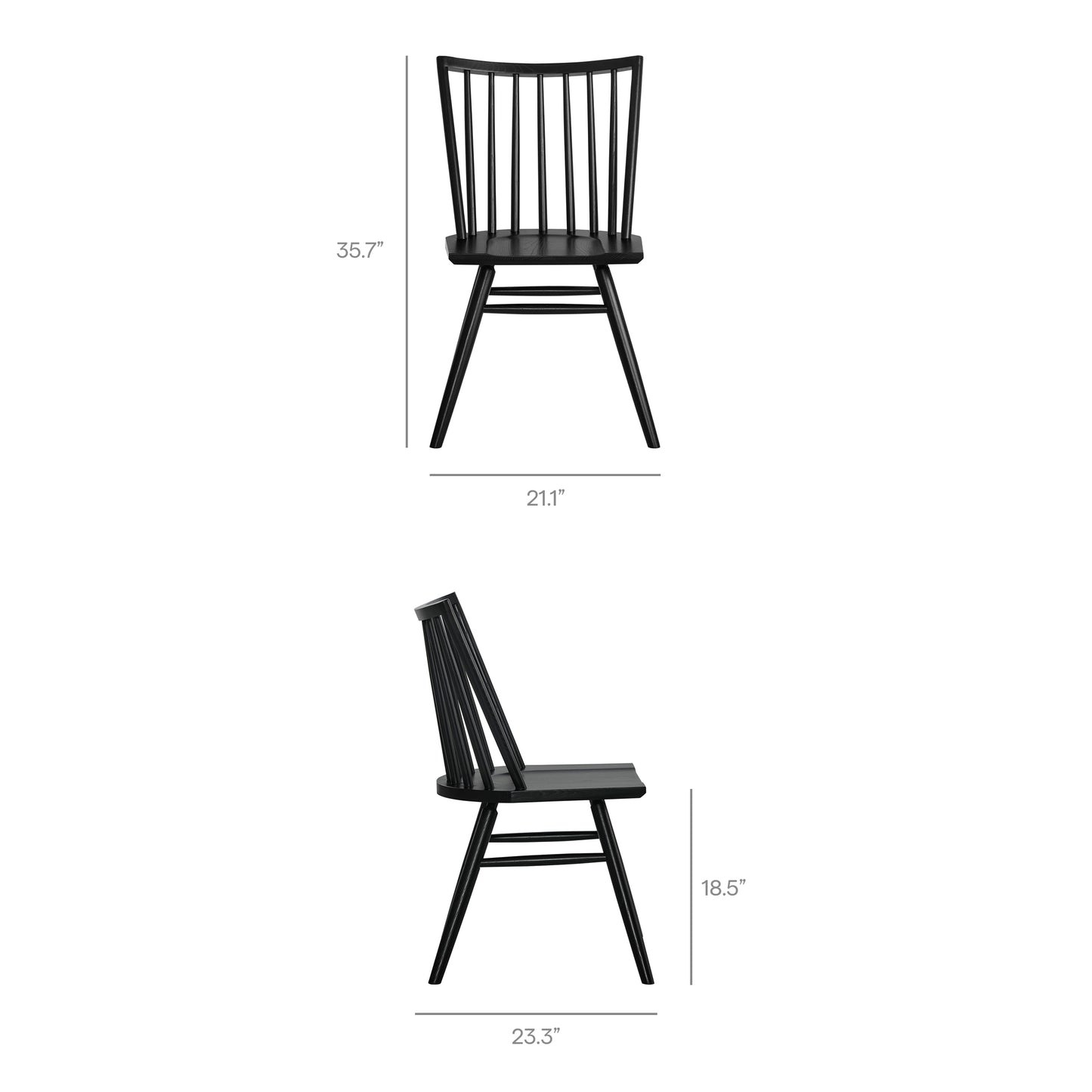 Wynne Spindle Back Dining Side Chairs Set of 2 in Black