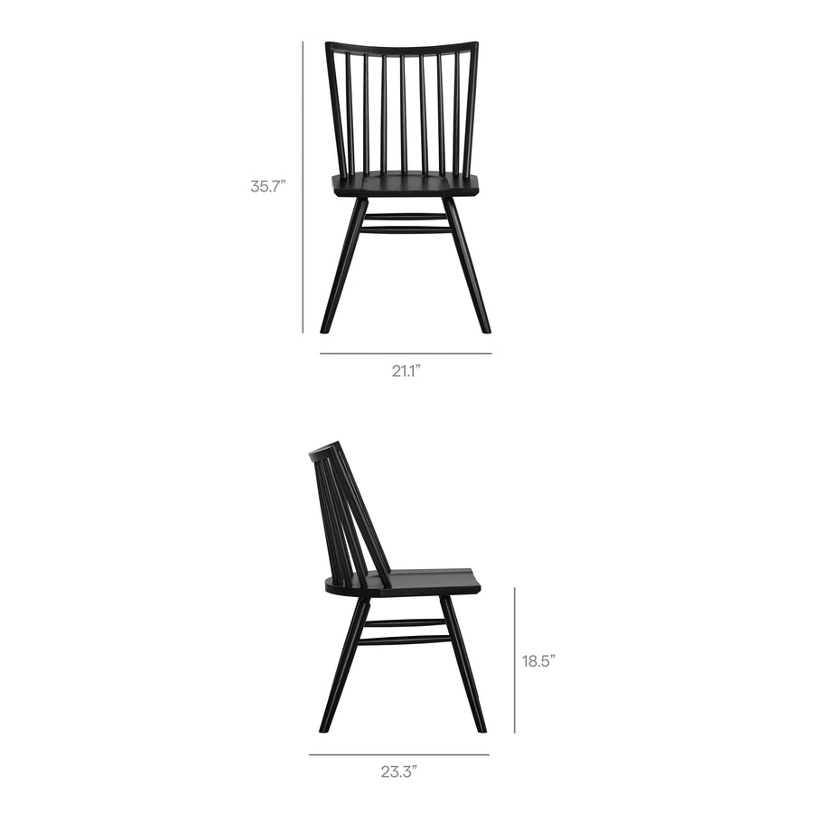 Wynne Spindle Back Dining Side Chairs Set of 2 in Black