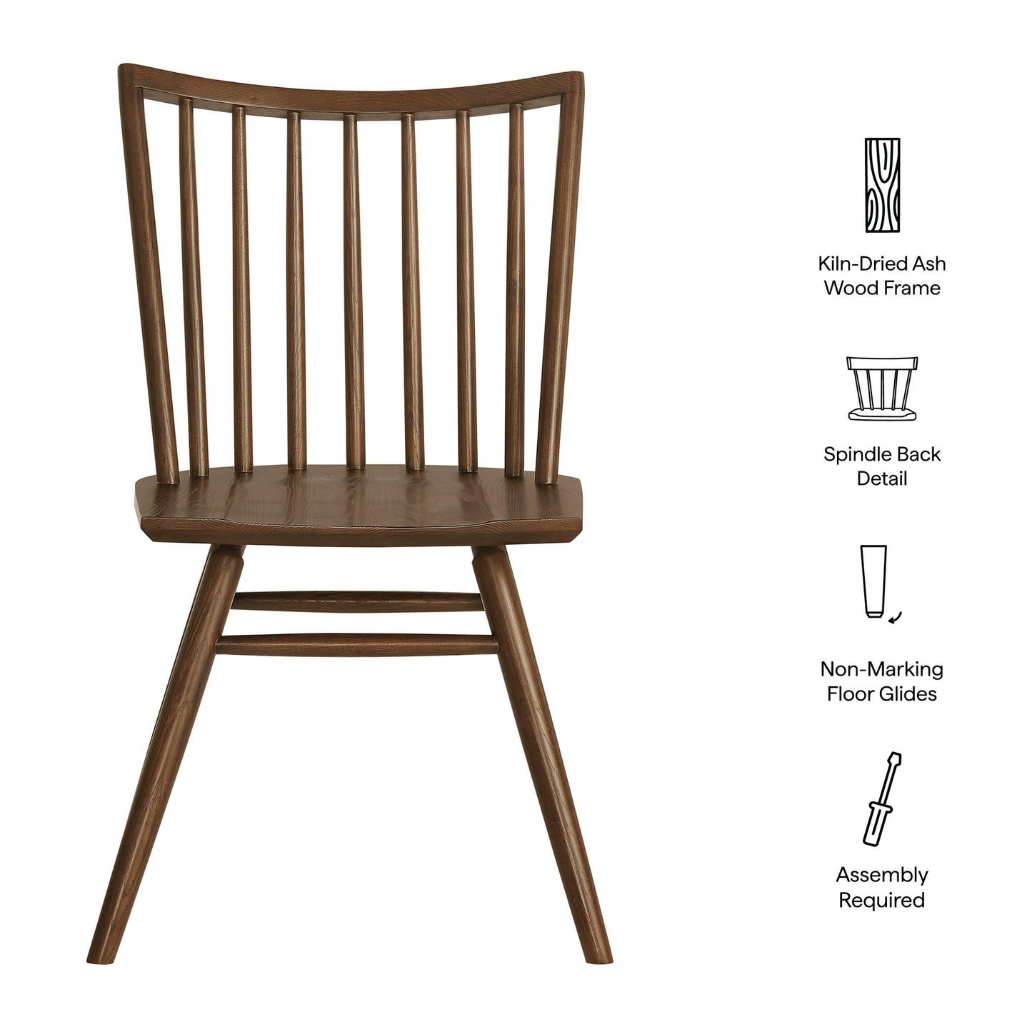 Wynne Spindle Back Dining Side Chairs Set of 2 in Walnut
