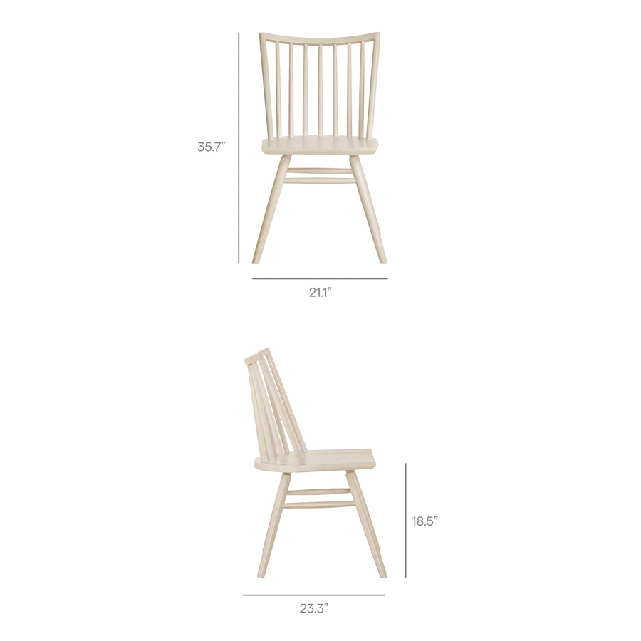 Wynne Spindle Back Dining Side Chairs Set of 2 in White Wash