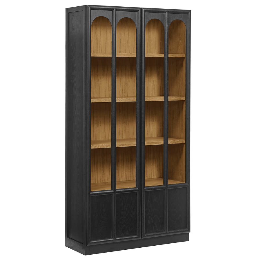 Giselle Solid Wood and Glass Display Cabinet in Black Oak