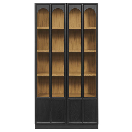 Anwen Solid Wood and Glass Display Cabinet in Black Oak