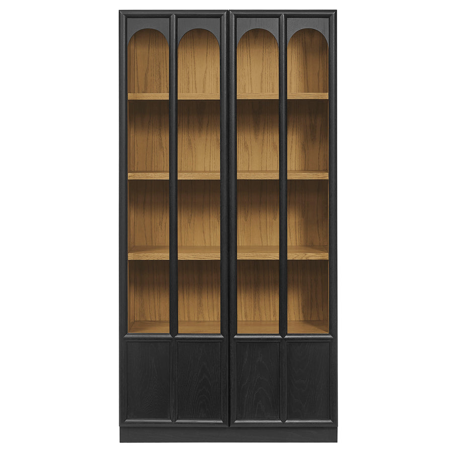 Giselle Solid Wood and Glass Display Cabinet in Black Oak