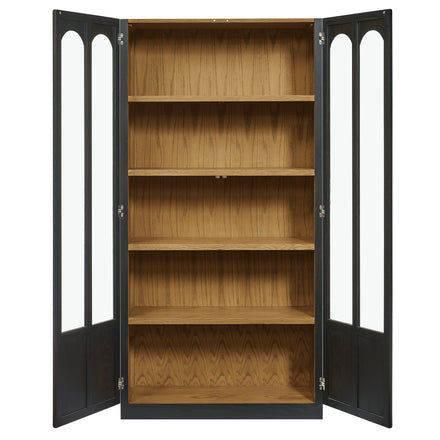 Anwen Solid Wood and Glass Display Cabinet in Black Oak