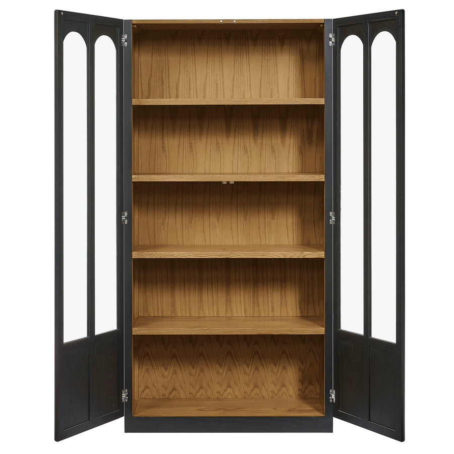 Giselle Solid Wood and Glass Display Cabinet in Black Oak