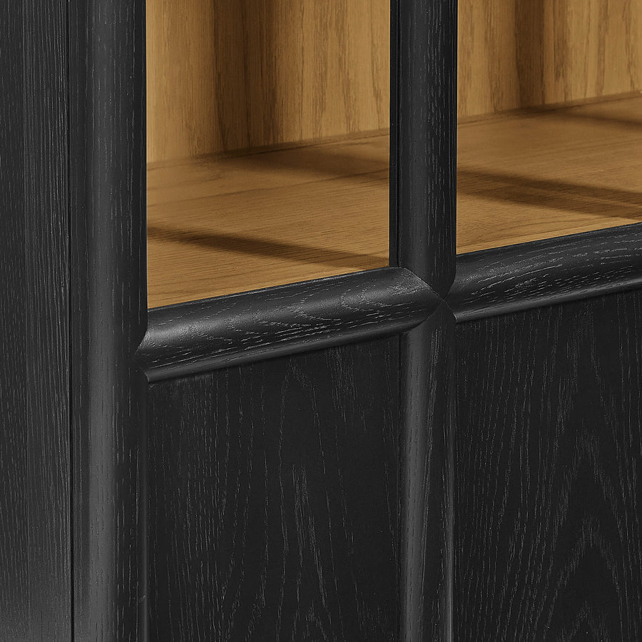 Giselle Solid Wood and Glass Display Cabinet in Black Oak