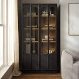 Giselle Solid Wood and Glass Display Cabinet in Black Oak