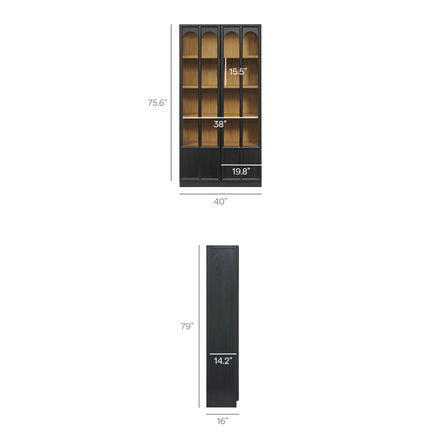 Anwen Solid Wood and Glass Display Cabinet in Black Oak