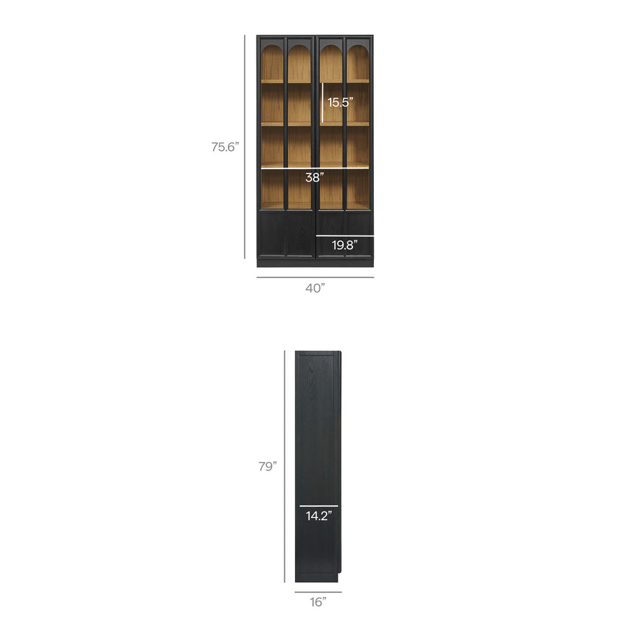 Giselle Solid Wood and Glass Display Cabinet in Black Oak