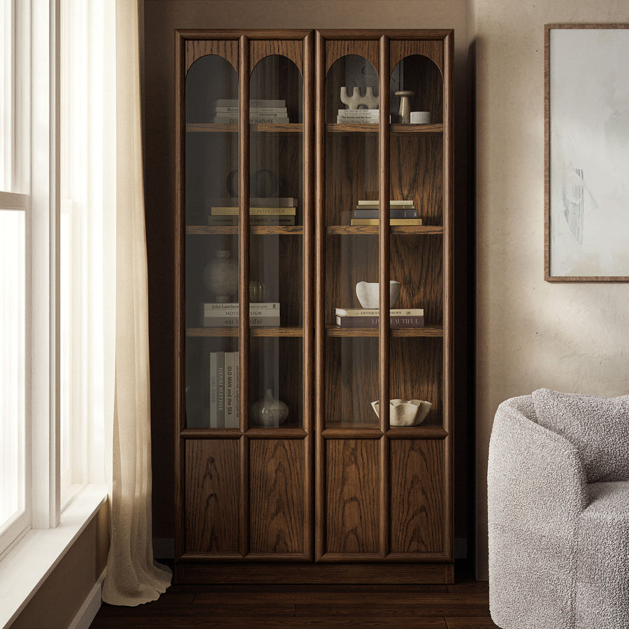 Giselle Solid Wood and Glass Display Cabinet in Walnut