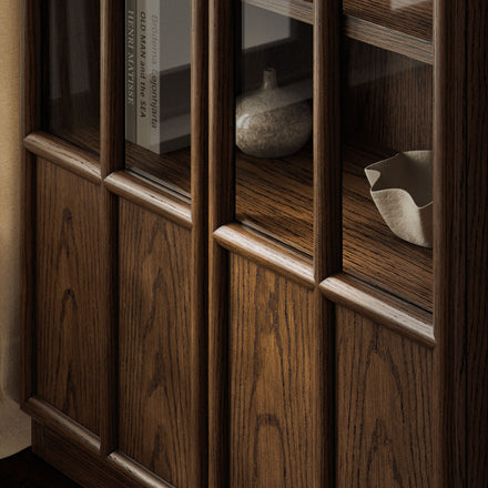 Anwen Solid Wood and Glass Display Cabinet in Walnut