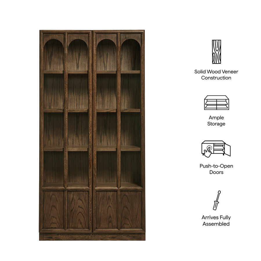 Giselle Solid Wood and Glass Display Cabinet in Walnut
