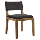 Bora Fabric Upholstered Wood Armless Dining Chair in Dark Gray