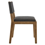 Bora Fabric Upholstered Wood Armless Dining Chair in Dark Gray