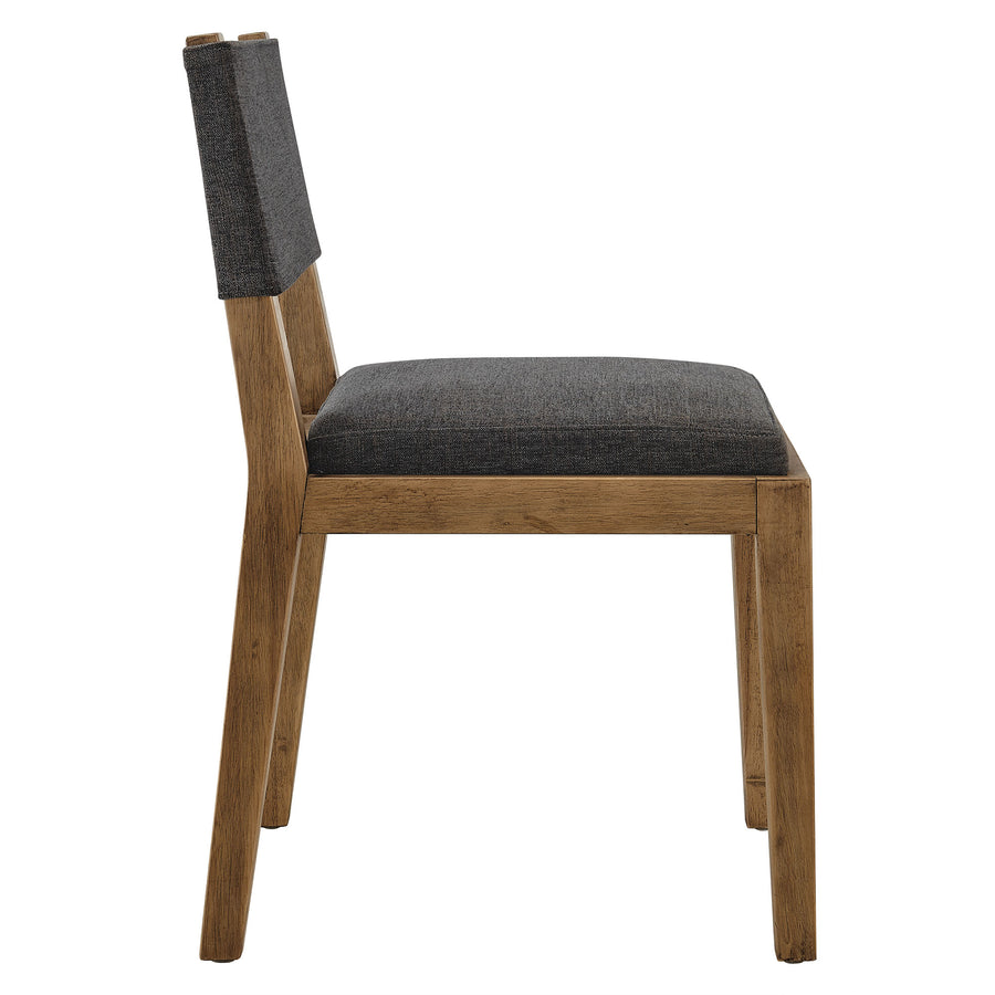 Bora Fabric Upholstered Wood Armless Dining Chair in Dark Gray
