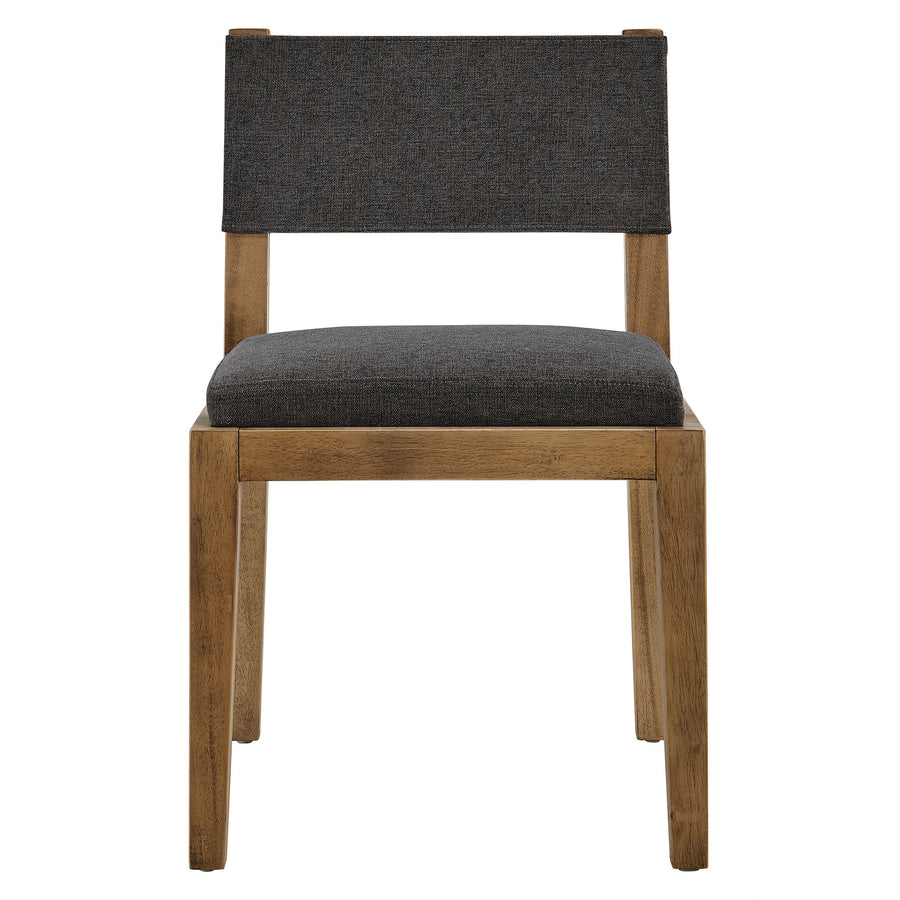 Bora Fabric Upholstered Wood Armless Dining Chair in Dark Gray