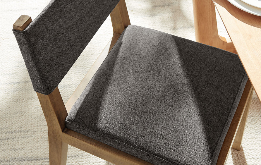 Bora Fabric Upholstered Wood Armless Dining Chair in Dark Gray